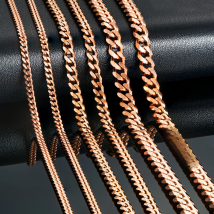 3.6mm/5mm/7mm/ Rose Color Stainless Steel Cuban Link Chains Classic Women Girl Curb Necklace 14 to 30 Inches