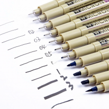 Sakura 4-13 Different Size Pigma Micron Needle Pen XSDK Black Marker Brush Pen Liner Pen for Sketch Drawing Design Manga Comic
