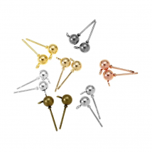 40pcs 3/4/5mm 6 Colors Pin Findings Stud Earring Basic Pins Stoppers Connector For DIY Jewelry Making Accessories Supplies