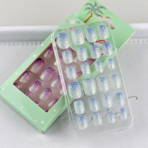 Nail Art For Kids Beautiful Nail Designs Diy Manicure Fake Nails Bright Blue Glitters Fancy Nail Design Childrens's Gift Nailart