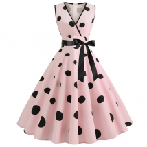 Woman Retro Dresses Audrey Hepburn 1950s 60s Rockabilly Polka Dot Bow Pinup Ball Grown Party Robe  Vestidos