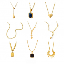 316 Stainless Steel Gilded Multi-style Necklace Women's Square Water Shape Pendant Black Acrylic Chain Special Product Jewelry