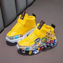 Size 26-37 Children Sports Sneakers for Girls Kid Cartoon Graffiti Pattern Casual Shoes Boys Basketball Shoe Chaussures De Sport