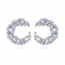 LUOTEEMI Luxury Big CZ Stud Earrings for Women Wedding Engagement Fashion Jewelry Cluster Flower Pendientes Femme Christmas Gift