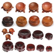 1 PC Figurine Crystal Ball Base Handicraft Desktop Ornaments Photography Props Display Stand Sphere Stone Support Wooden Holder