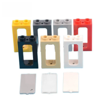 20Pcs/lot Train Window 1x2x3 with Glass Building Blocks Bricks MOC Train Parts Toy for House Castle Compatible with 4035 + 60602