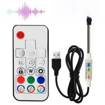 DC5-24V Mini 3Pin 17Keys Music Controller DC USB RF Remote Control 358 Modes For 5050 RGB Individually Addressable Light Strip