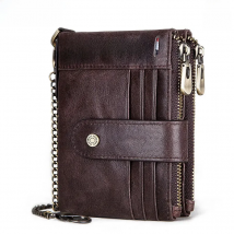 Casual Men's Wallet Genuine Leather RFID Card Holder Cowhide Zipper Coin Pocket High Quality Bifold Male Cartera Hombre