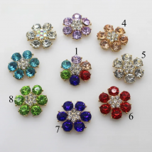 New 22mm 10pcs/lot flower shape Alloy Diamond button,Golden plating, flat back Wedding Decorative Embellishment Jewelry