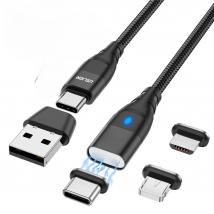 USLION 3-IN-1 60W USB C to Type C Magnetic cable Super Fast Charging QC 4.0 3.0 USB-C to Micro usb Cable cord For iphone Macbook