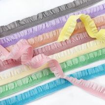 Meetee 10/20/45meters 10mm Ruffled Elastic Band Pleated Stretch Lace Trim Ribbon Baby Hairband Belt Shoes Tapes Sewing Accessory