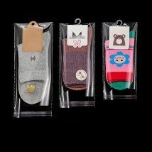 TETP 100Pcs Socks Packaging Self Adhesive Bags Adult Children Autumn And Winter Stocking Storage With Semicircle Hanging Hole