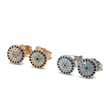 Lucky Eye Micro Pave Round Zircon Stud Earrings Copper Turkish Evil Eye Piercing Earrings for Women Girls Men Jewelry BE1058