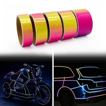 VOOFENG Reflective Car Sticker Rainbow Prismatic PVC Reflective Tape Multi-Size Self-Adhesive Reflector for Road Safety