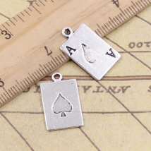 30pcs Charms Ace Of Spades Playing Card Poker 20x12mm Tibetan Bronze Silver Color Pendants Crafts Making Finding Antique Jewelry