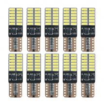 10pcs IC T10 LED Bulb Canbus 5W5 Car W5W LED Signal Light 12V 6000K Auto Wedge Side Interior Dome Reading Lamps 4014 24SMD White
