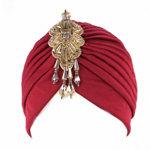 NEW Luxury Divas Stretchable turban Head wrap hat with beaded pendant women Headwear