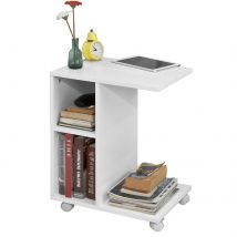 SoBuy FBT48-W tavolino con fessura per iPad, tavolino da caffè con supporto per giornali con Rotoli Bianco BHT ca. 45x58x35 cm