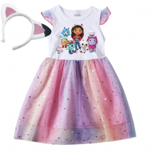 Baby Girls Dress Children Cartoon Mesh Star Sequins Princess Dress Kids Flying Sleeve Skirt For Daily Halloween Birthday Gift