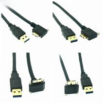 USB 3.0 a-b 90 Degree Right & Left & Up & Down Angled Micro B USB 3.0 With Lock Screws Mount Data short cable 0.3m 1m 1.8m 3m