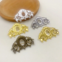 Onebeading Fit 13x18mm Vintage Oval Cabochons Pattern Glass Brooch Blank Setting Bezel Base DIY Making Accessories 3pcs K05421