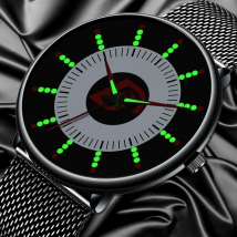 Minimalist Mens Fashion Black Classic Watches Luxury Men Business Casual Quartz Watch Mesh Belt Luminous Clock relogio masculino