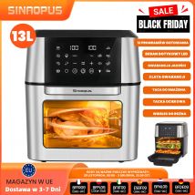 Friggitrice ad aria XXL da 13 litri, forno multifunzionale con accessori, riscaldamento uniforme per friggere e griglia, 12 funzioni, facile da pulire