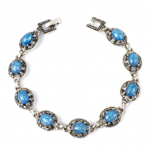 Kinel 2020 New Blue Opal Bracelet Vintage Jewelry Tibetan Silver Crystal Bracelets For Women Christmas Party Gift Drop Shipping