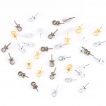 100pcs/lot Brass Half hole Charms Eye Pins Beads End Caps Top Drilled Pendant Bails Findings Connectors For Jewelry Making 6x3mm