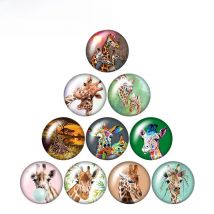 Cute giraffe Love animals Fashion style 10pcs 12mm/18mm/20mm/25mm/30mm Round photo glass cabochon demo flat back Making findings