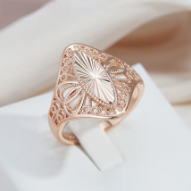 SYOUJYO Lathes-carved Brass Rings For Women Vintage Hollow Design Luxury Glossy Ethnic Bride Wedding Jewelry Big Size