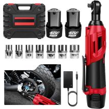 Set chiavi a cricchetto elettriche OWJHE 12V 3/8" 90 ° Batteria agli ioni di litio con luce LED ad angolo retto da 2300 giri/min e caricabatterie rapido per riparazioni auto