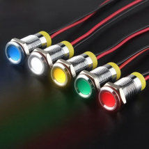 IP66 Waterproof One Color Flashing LED Metal Warning Indicator Light 10mm Pilot Signal Lamp 3V 6V 12V 24V 36V DC with Wire