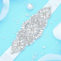 (1PC) Rhinestone wedding dress bridal belt crystal satin wedding bridal sashes with diamond accessories WDD1120
