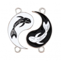 WZNB 10Pcs Enamel Tai Chi Fish Charms Alloy Pendant Connector For DIY Couple Jewelry Making Necklace Bracelet Accessories Crafts