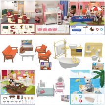 Original Toys Miniature Items Furniture Family Toys Dollhouse LivingRoom Bathroom Kitchen Set Pretend Creative Ideas Kids Toys