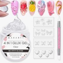 Makartt Kit di costruzione di gel solido per scupting 3D DIY-15ML Gel per estensione unghie 4 in 1, stampi in silicone, pennello per scolpire, colla per gel UV