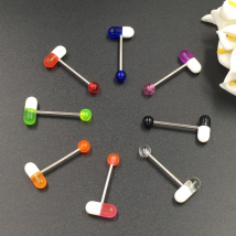 I Feel Good 1pc/lot Blue Capsule Tragus Piercing lengua Acrylic Pill Tongue Rings Women Men Jewelry Kylie Lip Piercing Tongue