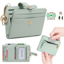 Portafoglio per carte di credito da donna con doppia piega con blocco RFID ultrasottile con scomparti multipli per carte e portachiavi, portamonete funzionale