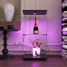 Espositore in vetro Rosahqnda, espositore verticale moderno in vetro e legno, vetrina in vetro a 2 piani per oggetti da collezione, libri