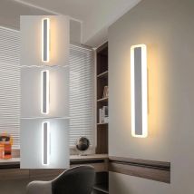 Aplique de pared interior LED regulable moderno, 3000K/4500K/6500K regulable 16W 1800LM, aplique de pared interior acrílico para dormitorio, 40 cm