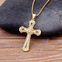 Nidin Top Quality Retro Classic Shiny Crystal Cross Necklace For Women Fashion Cubic Zirconia Choker Religious Jesus Jewelry