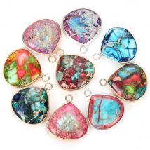Natural Colorful Triangle Sea Sediment Stone Pendants Charms For Jewelry Making Diy Crafts Necklace Handmade Accessories 21x25mm