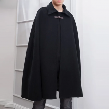 INCERUN 2023 Fashion Men Cloak Coats Solid Color One Button Lapel Cape Trench Streetwear Winter Faux Blends Overcoat Men Jackets