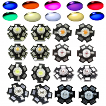 10pcs 1W 3W LED Diodes Light White Red Blue Green Yellow UV IR Full Spectrum Grow Light DIY Led Parts + Star Base