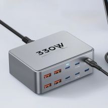 330W GaN USB C Charger 10-Port Desktop Charger Type C 100W PD3.0 PPS QC3.0 Fast Charging for MacBook Tablet Samsung iPhone 15 16