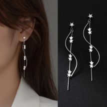 La Monada 925 Sterling Silver Earrings Stud Star Hanging Long Stud Earrings For Women Silver 925 Fine Jewelry Tassel Chain