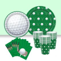 8Guests Sports Golf Theme Disposable Tableware Golf Ball Paper Plates Napkins Cups Happy Boys Golf Birthday Party Decors