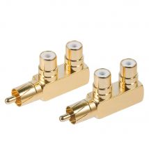 -hifi Copper 1 RCA Male to 2 RCA Female AV Audio Video Adapter Plug Splitter Converter Connector
