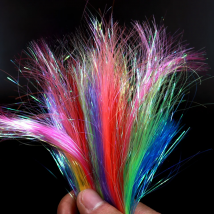 Bimoo 1/2 Packs 1/50" 0.5mm UV Pearl Ice Wing Flashabou Tinsel Streamer Tube Fly Tying Materials Pike Salmon Trout Fishing Lure